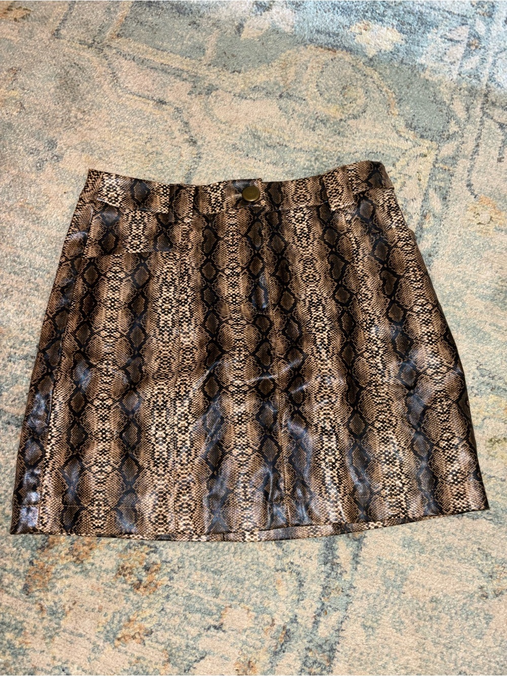 TCEC Faux Snakeskin Mini Skirt in Brown and Black